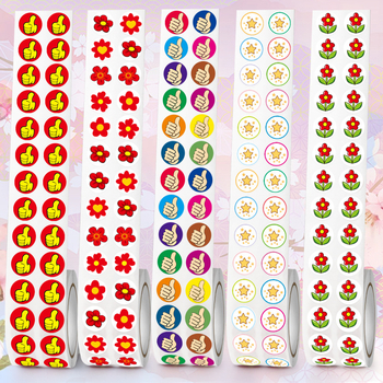 5000 Ft/tekercs, inspiráló felfele mutató hüvelykujj bónusz matrica, 1,5 cm-es kis piros virágcsillag matrica