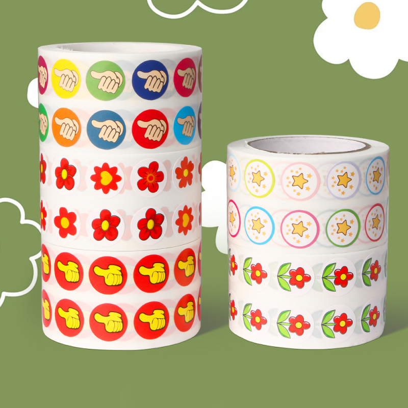 5000 Ft/tekercs, inspiráló felfele mutató hüvelykujj bónusz matrica, 1,5 cm-es kis piros virágcsillag matrica