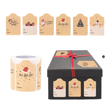 Uus 6 disainiga ristkülikukujuline jõupaberist jõulukleebis pühadekaunistus isekleepuv kinkesilt