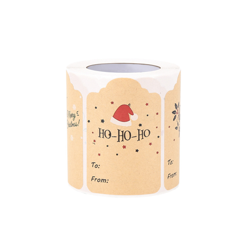 Uus 6 disainiga ristkülikukujuline jõupaberist jõulukleebis pühadekaunistus isekleepuv kinkesilt