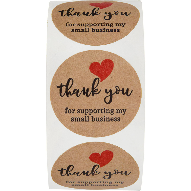 500 db/tekercs sütődekoráció természetes kraftpapírból, olajágból készült, kézzel készített szerelmes matricák, kerek, 2,5 cm