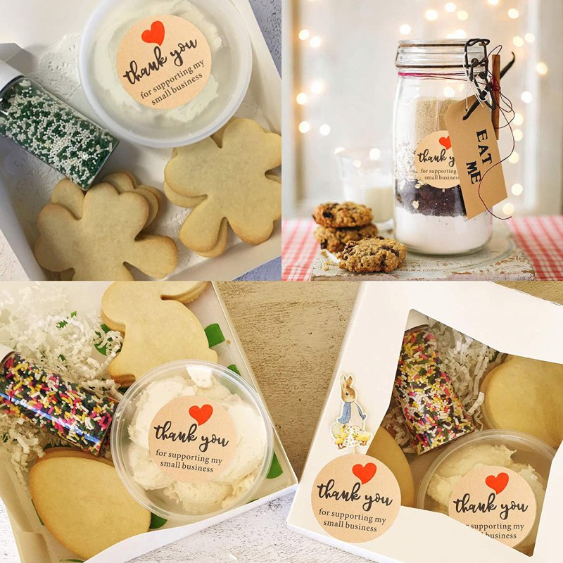 500 db/tekercs sütődekoráció természetes kraftpapírból, olajágból készült, kézzel készített szerelmes matricák, kerek, 2,5 cm