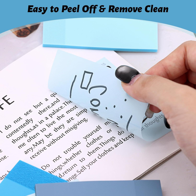 Piiriülesed 3*3 sinised kleepmärkmed, läbipaistvad õpilaste järjehoidjad, klassifikatsioonimärgid, N-kordsed kirjatarvete fluorestseeruvad sildikleebised