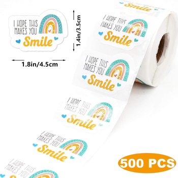 500 db/tekercs Remélem, ez mosolygóssá tesz. Szivárványos matricák. Köszönöm matricák. 4,5*3,5cm.