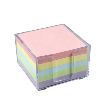 Νέο στυλ αυτοκόλλητο Post-it σε διαφανές κουτί, αυτοκόλλητο μηνύματος γραφείου, διαφανές πλαστικό κουτί σημειώσεων