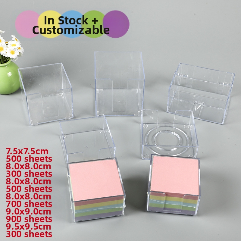 Új stílusú ragasztós post-it jegyzettömb, egyedi átlátszó dobozos jegyzettömb, irodai üzenetmatrica, átlátszó műanyag dobozos jegyzettömb