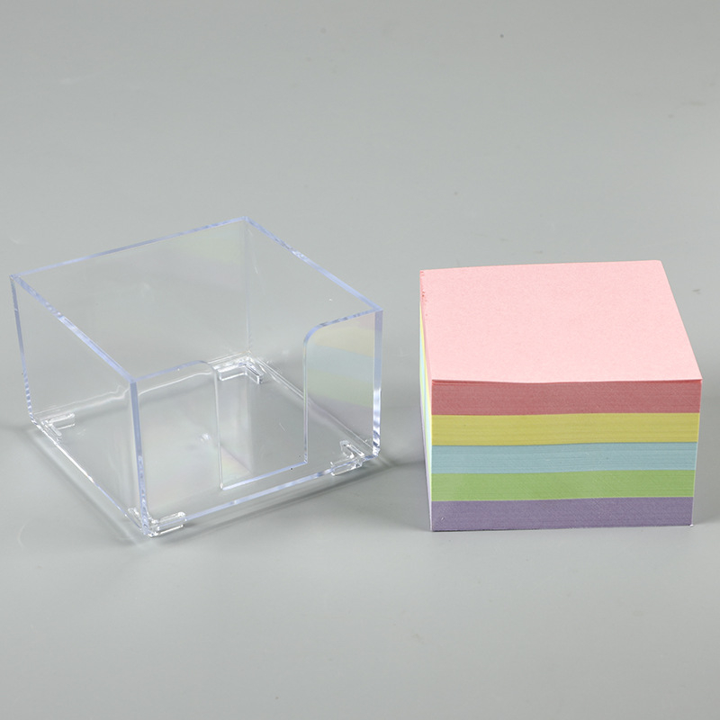 Új stílusú ragasztós post-it jegyzettömb, egyedi átlátszó dobozos jegyzettömb, irodai üzenetmatrica, átlátszó műanyag dobozos jegyzettömb