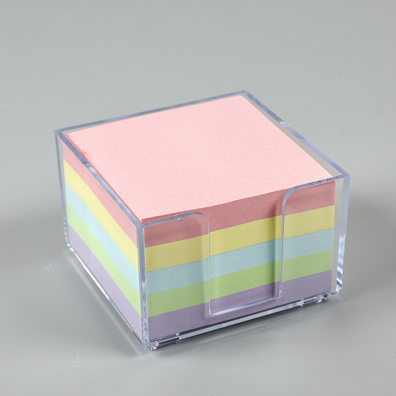 Új stílusú ragasztós post-it jegyzettömb, egyedi átlátszó dobozos jegyzettömb, irodai üzenetmatrica, átlátszó műanyag dobozos jegyzettömb