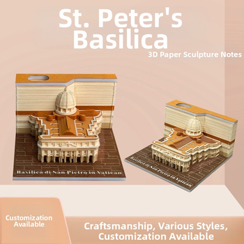 Püha Peetri katedraali 3D-stereomärkmepaberist nikerdatud lossi käsitsi rebitav märkmepaberi ärikingituse kaunistuse mudelmärkmepaberiga