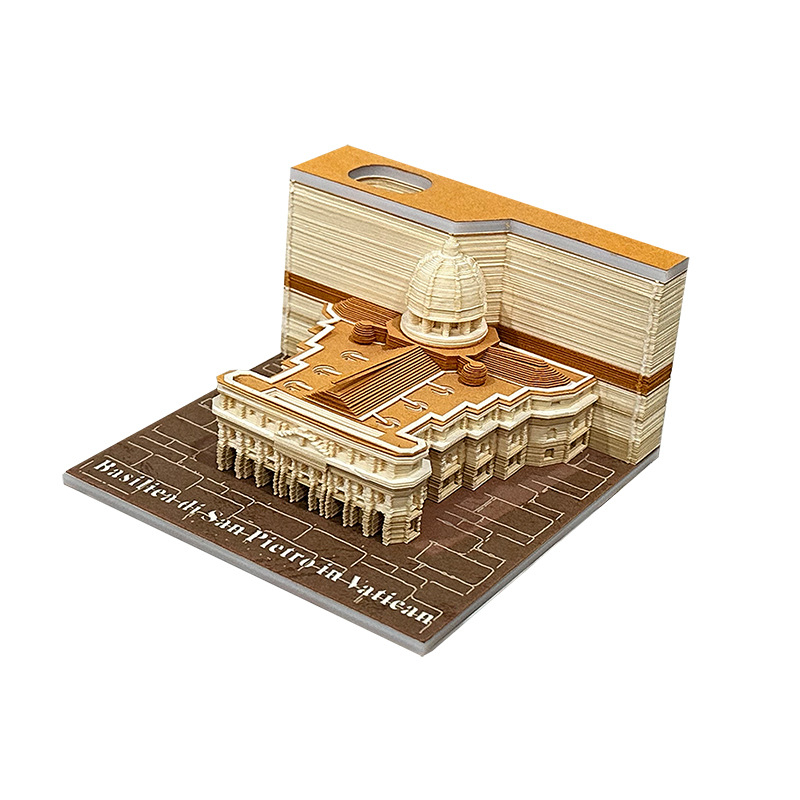Püha Peetri katedraali 3D-stereomärkmepaberist nikerdatud lossi käsitsi rebitav märkmepaberi ärikingituse kaunistuse mudelmärkmepaberiga