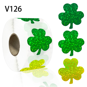 500 matrica/tekercs 3,8 cm-es lézeres lóhere karácsonyi Szent Patrik-napi matrica dekoratív címke matrica