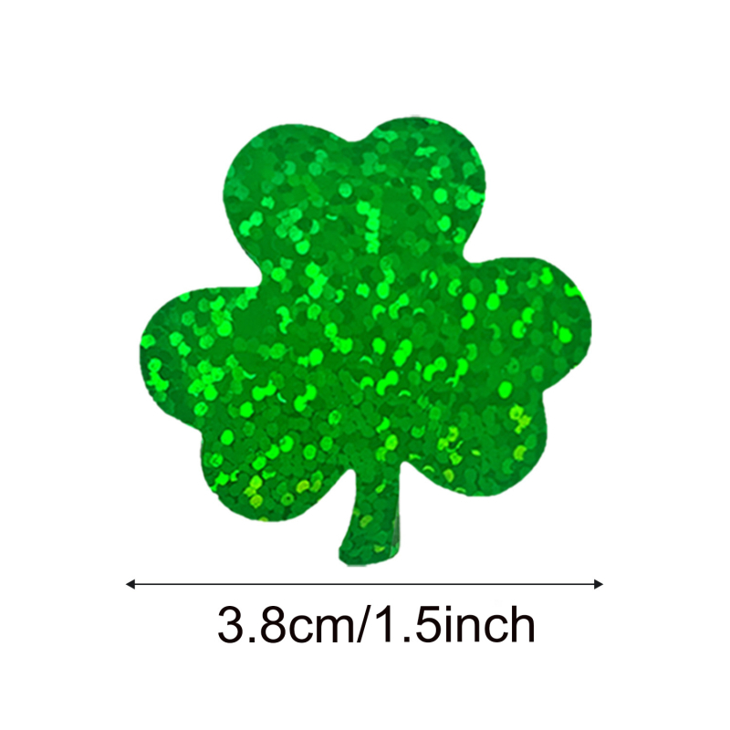 500 matrica/tekercs 3,8 cm-es lézeres lóhere karácsonyi Szent Patrik-napi matrica dekoratív címke matrica