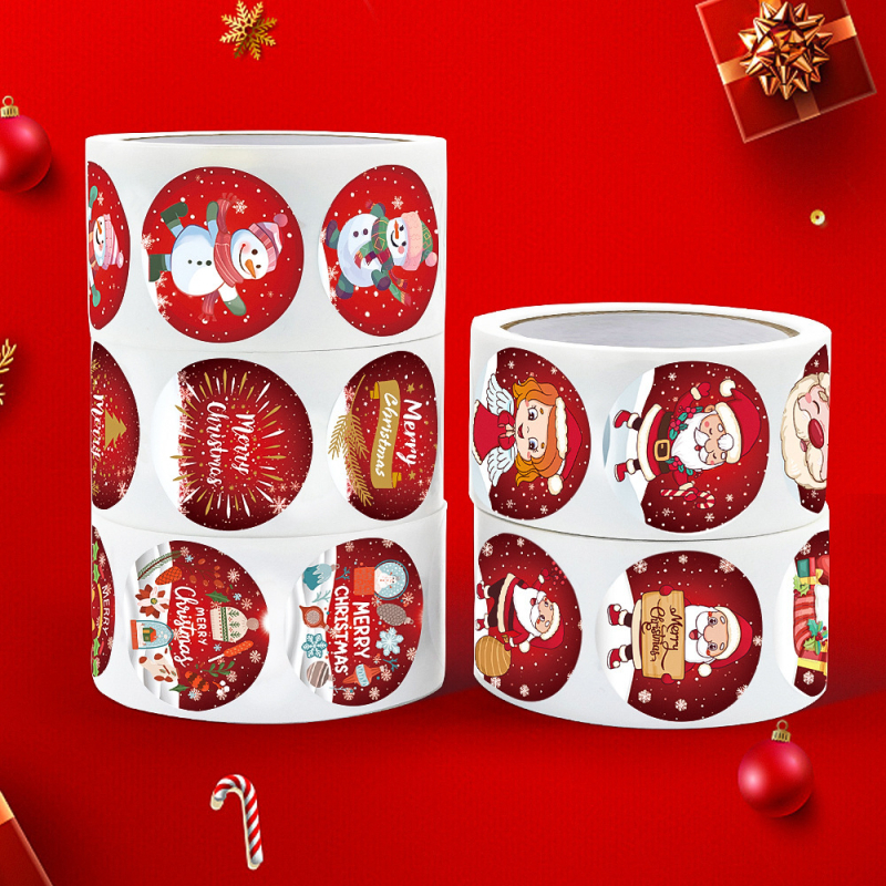 1000 kleebist/5 rulli, jõuluteemalised kleebised, kinkekaunistused, festivalikaunistused, pitseerimiskleebised