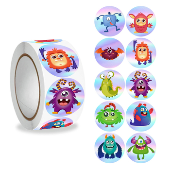 1000 lehte 1-tollised holograafilised värvilised laserpeegeldavad loomakleebised, värvilised armsad kleebised, ülikoolilinnaku diagrammi maalimine