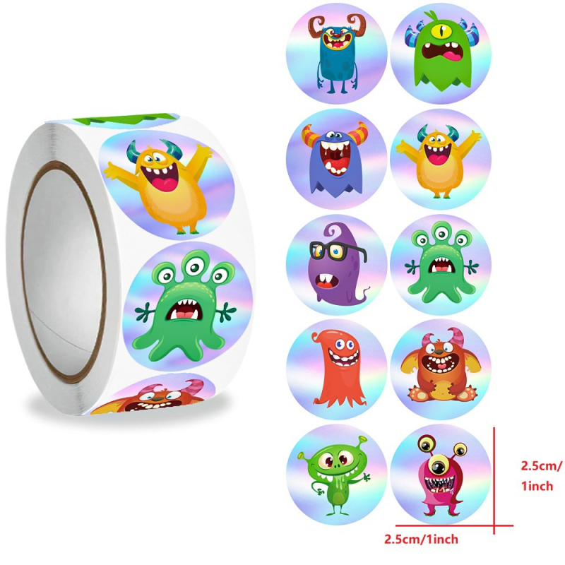 1000 lehte 1-tollised holograafilised värvilised laserpeegeldavad loomakleebised, värvilised armsad kleebised, ülikoolilinnaku diagrammi maalimine