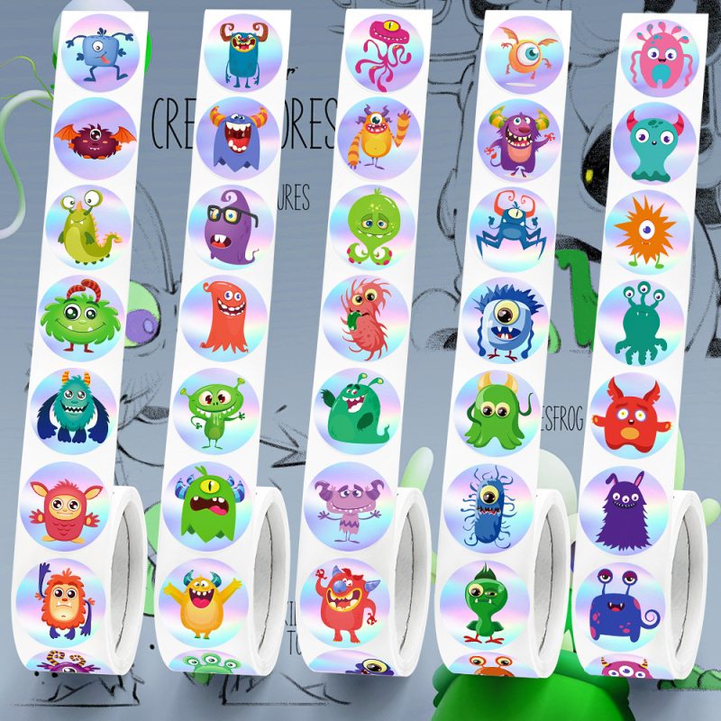 1000 lehte 1-tollised holograafilised värvilised laserpeegeldavad loomakleebised, värvilised armsad kleebised, ülikoolilinnaku diagrammi maalimine