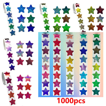 1000 matrica, 2,5 cm-es, holografikus színes csillag matricák, viselkedési táblázat, órarend és osztálytermi jutalom matricák