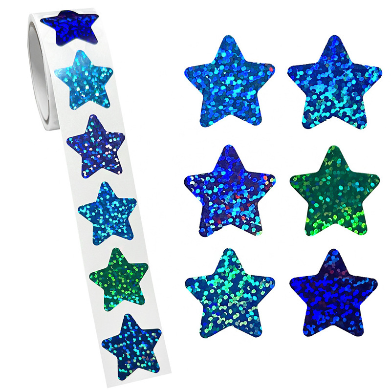 1000 matrica, 2,5 cm-es, holografikus színes csillag matricák, viselkedési táblázat, órarend és osztálytermi jutalom matricák