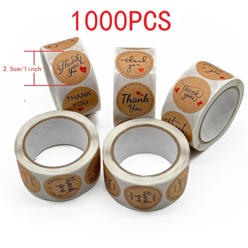 1000 matrica/5 tekercs, 2,5 cm-es kerek, sütési dekorációs kraftpapír olajág kézzel készített szerelmes matricák