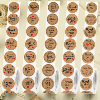 1000 matrica/5 tekercs, 2,5 cm-es kerek, sütési dekorációs kraftpapír olajág kézzel készített szerelmes matricák