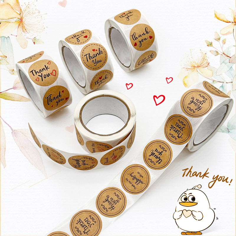 1000 matrica/5 tekercs, 2,5 cm-es kerek, sütési dekorációs kraftpapír olajág kézzel készített szerelmes matricák