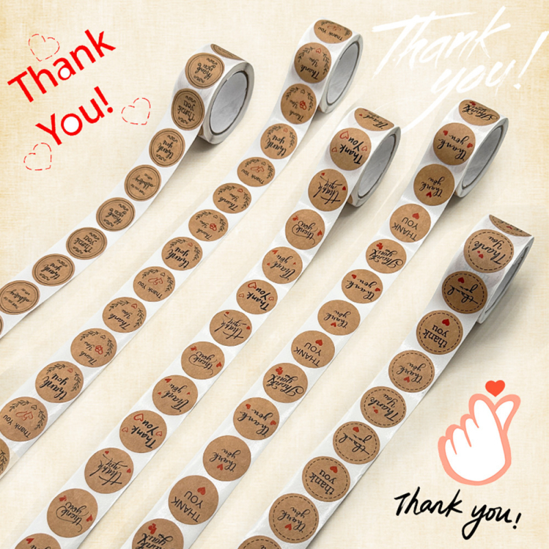 1000 matrica/5 tekercs, 2,5 cm-es kerek, sütési dekorációs kraftpapír olajág kézzel készített szerelmes matricák