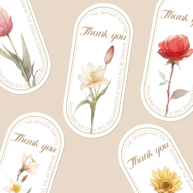 Vintage peen lilleline tänukleebisega pitseri silt käekoti pakendil dekoratiivne kleebis ovaalne inglise pitser