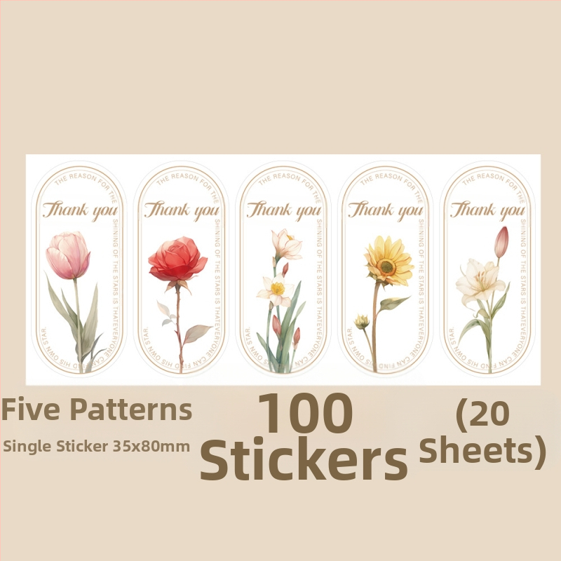 Vintage peen lilleline tänukleebisega pitseri silt käekoti pakendil dekoratiivne kleebis ovaalne inglise pitser