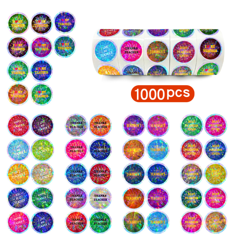 1000 lehte 1-tolline, helendav õpetajapäev -- väike lilleline laserholograafiline värviline laserpeegeldav värviline paber koolile