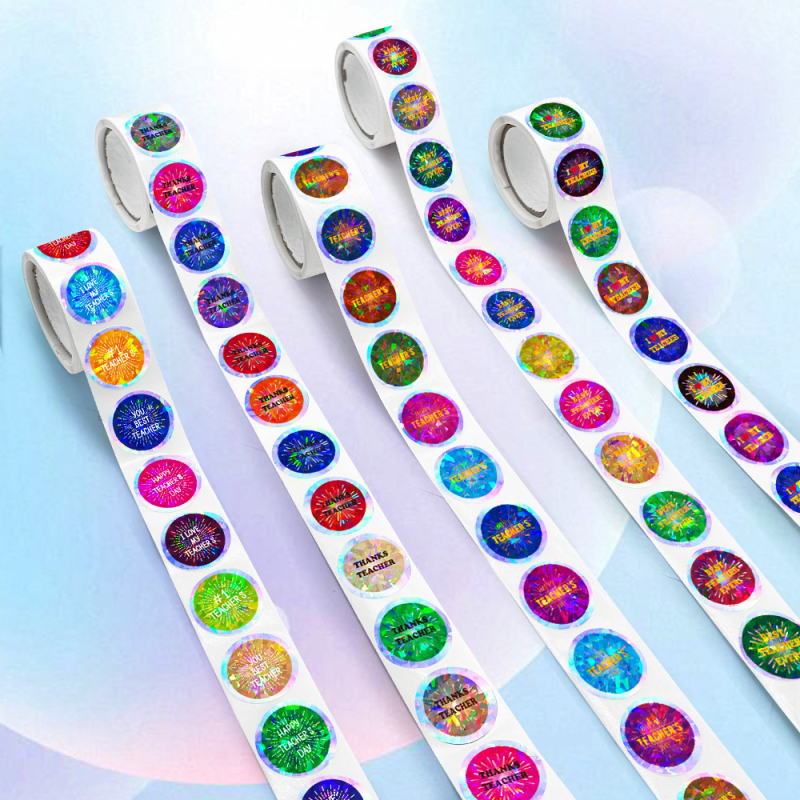 1000 lehte 1-tolline, helendav õpetajapäev -- väike lilleline laserholograafiline värviline laserpeegeldav värviline paber koolile