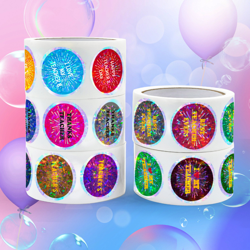 1000 lehte 1-tolline, helendav õpetajapäev -- väike lilleline laserholograafiline värviline laserpeegeldav värviline paber koolile