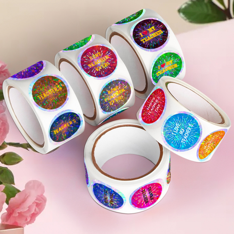 1000 lehte 1-tolline, helendav õpetajapäev -- väike lilleline laserholograafiline värviline laserpeegeldav värviline paber koolile