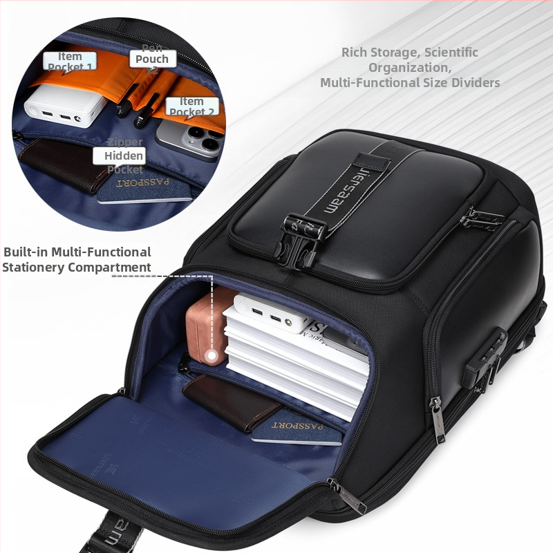 Бизнес раница за мъже, водоустойчива раница за пътуване с голям капацитет, многофункционална чанта за компютър, подобрена, нов модел 2025