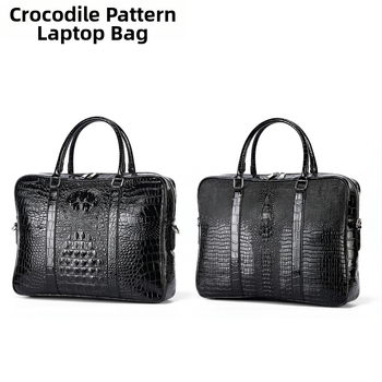 Модна чанта за компютър с крокодилски мотив, мъжка чанта, бизнес куфарче, проста чанта за пътуване