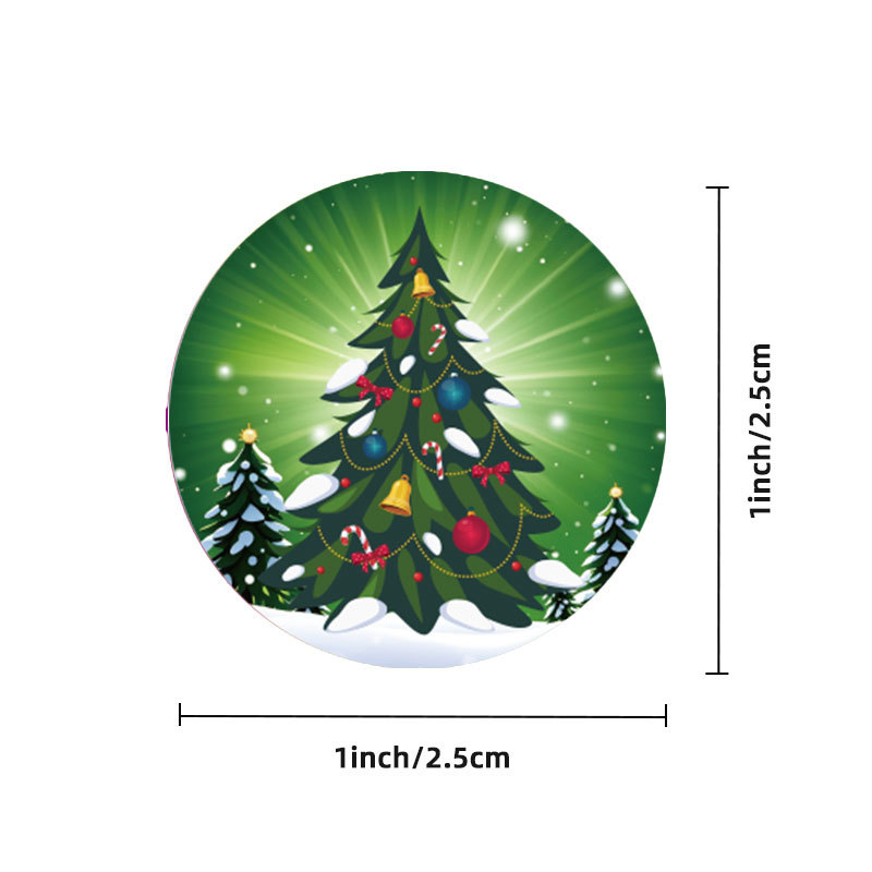 1000 db, 2,5 cm-es, karácsonyi ünnepi matrica, zöld karácsonyi témájú, Mikulás karácsonyi hóember