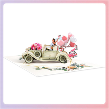 ✅ Διασυνοριακή στερεοφωνική ευχετήρια κάρτα 3D κάρτα Αγίου Βαλεντίνου γάμου κλασικό αυτοκίνητο χειροποίητη κάρτα ευλογίας σκάλισμα χαρτιού