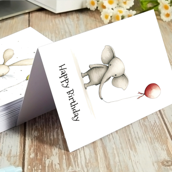 12 komplekti armsaid loomakujulisi õhupalle, käsitsi kirjutatud tühje sünnipäevakaarte, õnnistuskaarte, tänukaarte, kutseid, pühadekingitusi