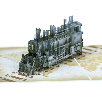 Käsitsi valmistatud retro rongi 3D õnnitluskaart piiriülene isadepäeva õnnistuspaberist nikerdussõnumiga õnnistuskaardi ülikonna kingitus