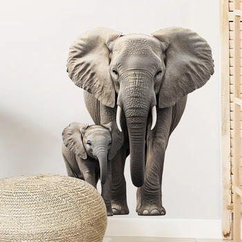 Új ACC64053 szimulációs elefánt bébi elefánt fali matricák gyerekszoba nappali faldekorációs matricák öntapadós