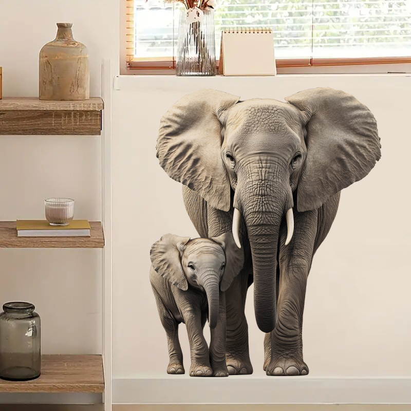 Új ACC64053 szimulációs elefánt bébi elefánt fali matricák gyerekszoba nappali faldekorációs matricák öntapadós