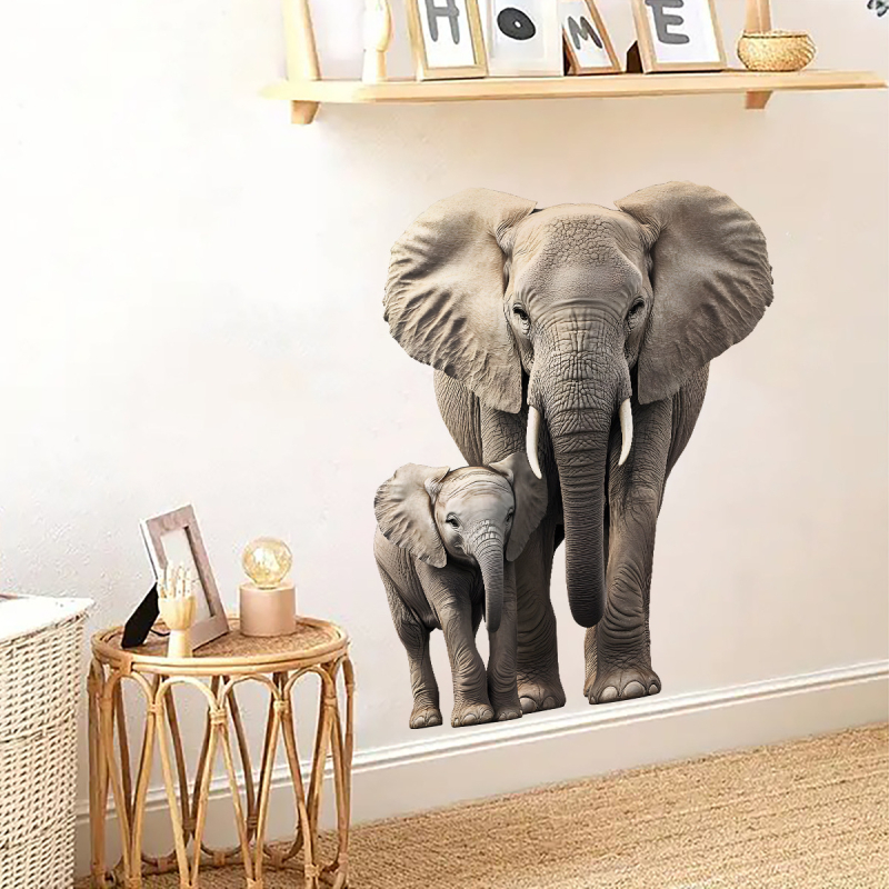 Új ACC64053 szimulációs elefánt bébi elefánt fali matricák gyerekszoba nappali faldekorációs matricák öntapadós