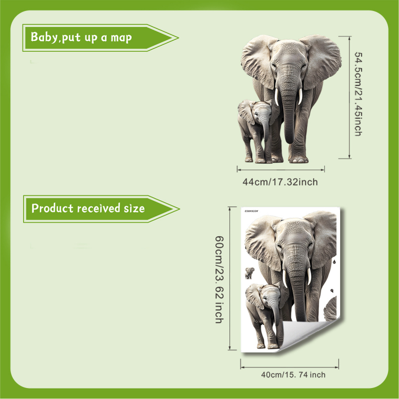 Új ACC64053 szimulációs elefánt bébi elefánt fali matricák gyerekszoba nappali faldekorációs matricák öntapadós