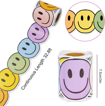 Határokon átnyúló, akciós, bohém stílusú, színes, mosolygós arcú hirdetőtábla, szegélydekoratív matrica, öntapadós, feltekerhető matrica