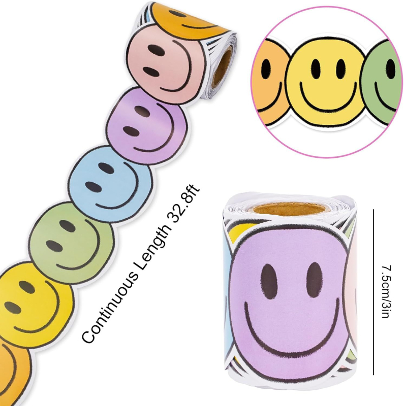 Határokon átnyúló, akciós, bohém stílusú, színes, mosolygós arcú hirdetőtábla, szegélydekoratív matrica, öntapadós, feltekerhető matrica