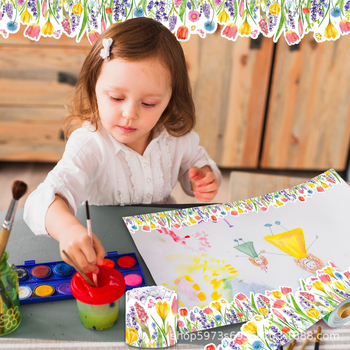 JT055 Tulip kevadine emadepäeva tahvel klaasist pagasirulli kleebis dekoratiivne kleebis