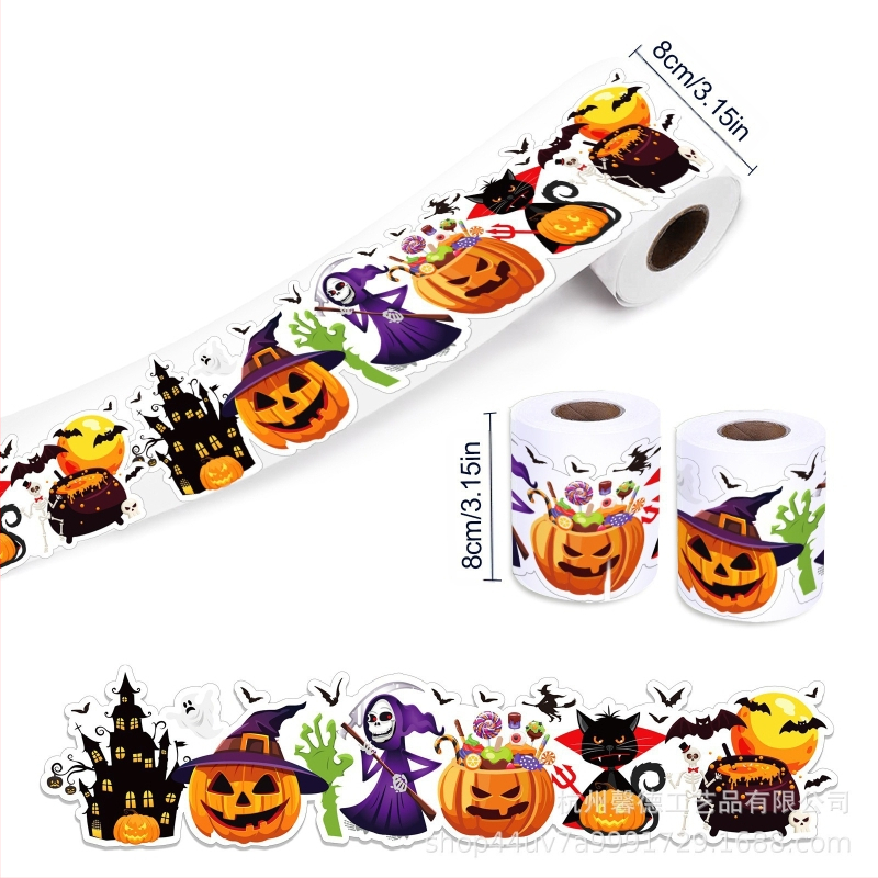 Jt016 Хелоуин Тиква Фенер Призрак Прилеп Стъклена Табла Ролка Самозалепващ Декоративен Стикери