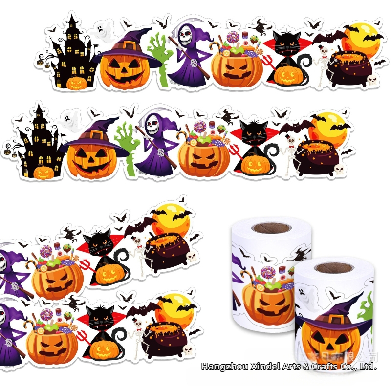 Jt016 Хелоуин Тиква Фенер Призрак Прилеп Стъклена Табла Ролка Самозалепващ Декоративен Стикери
