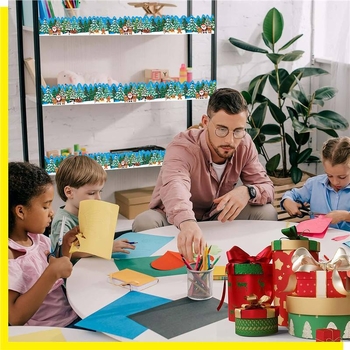 Feltekercselt karácsonyi díszes táblára nyomtatott hirdetőtábla oldalkeret matricák kézzel készített kézműves dekoratív öntapadós matricák