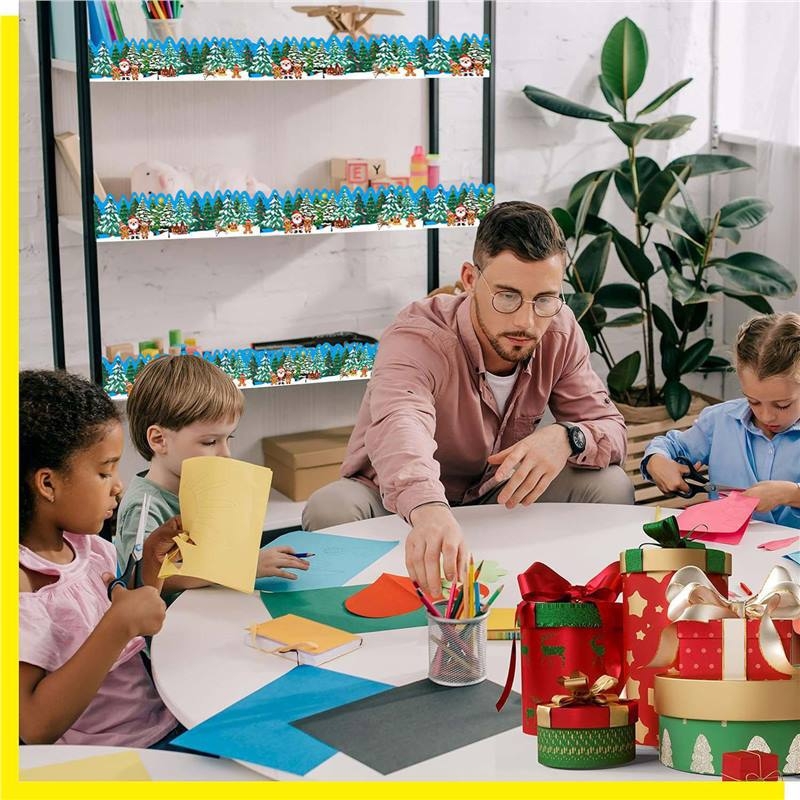 Feltekercselt karácsonyi díszes táblára nyomtatott hirdetőtábla oldalkeret matricák kézzel készített kézműves dekoratív öntapadós matricák