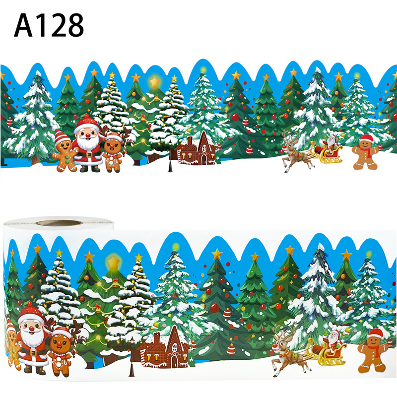 Feltekercselt karácsonyi díszes táblára nyomtatott hirdetőtábla oldalkeret matricák kézzel készített kézműves dekoratív öntapadós matricák